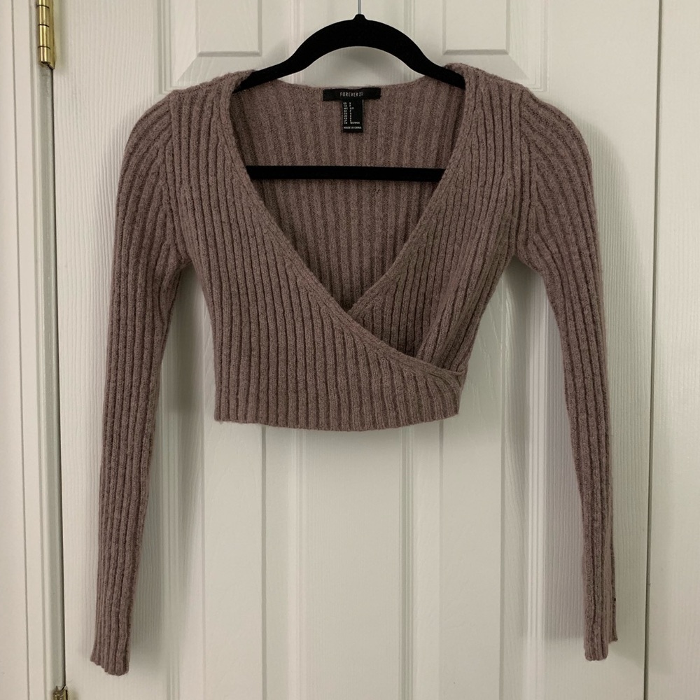 Wrap Sweater Crop Top